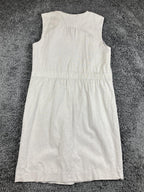 Classiques Entier Zipper Dress Beige Sleeveless Sheath Pockets Size 8