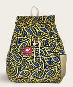 Taaluma Ivory Coast Tote Backpack Blue Yellow Burlap Size 17x13x6