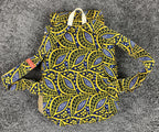 Taaluma Ivory Coast Tote Backpack Blue Yellow Burlap Size 17x13x6