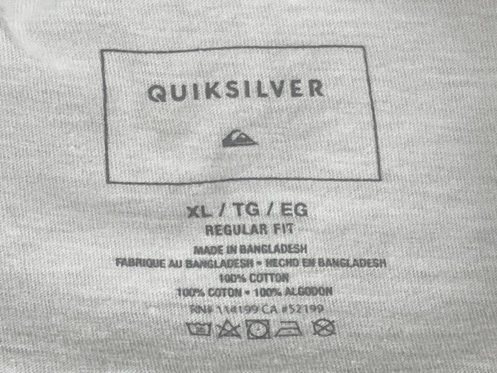 Quiksilver Mens Long Sleeve Graphic T-Shirt XL White Cotton Palm Tree Wave 1401