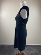 Carole Little Women’s Black Ruffle Cap Sleeve Sheath Dress Back Zip Size 10