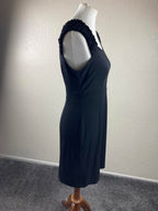 Carole Little Women’s Black Ruffle Cap Sleeve Sheath Dress Back Zip Size 10