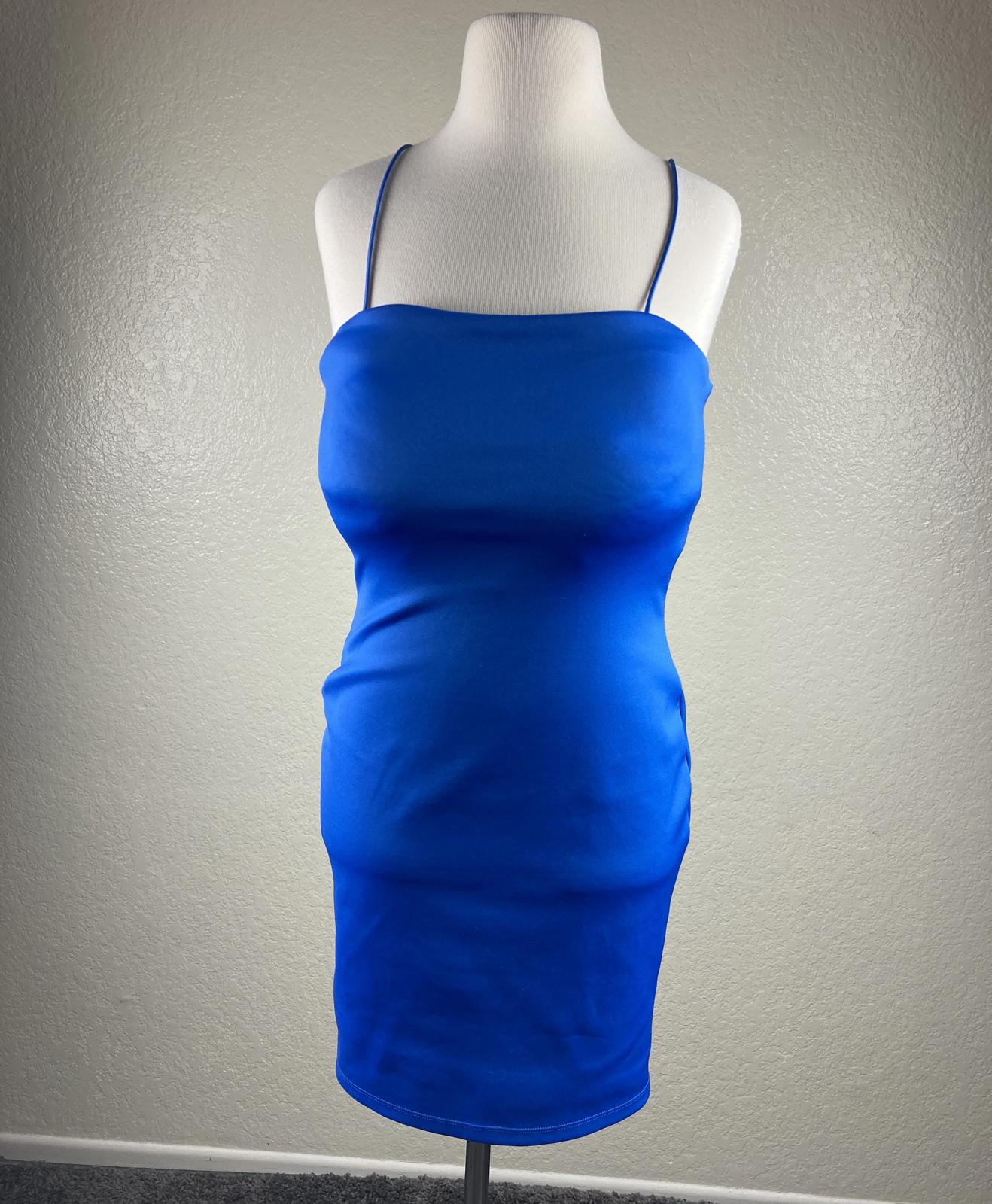 Alice & Olivia French Blue Fifi Mini Dress Spaghetti Strap Zip Back Size 0