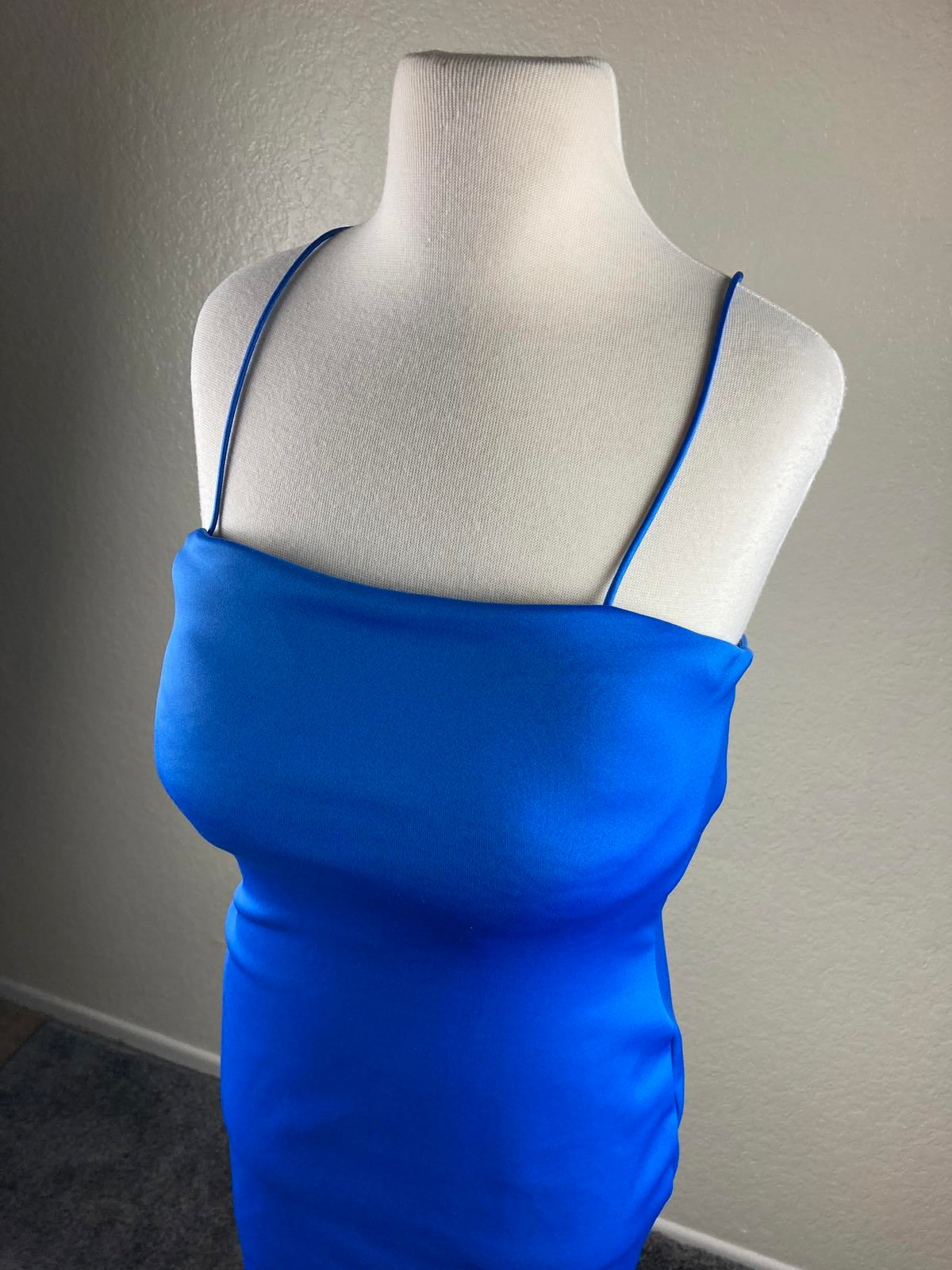 Alice & Olivia French Blue Fifi Mini Dress Spaghetti Strap Zip Back Size 0