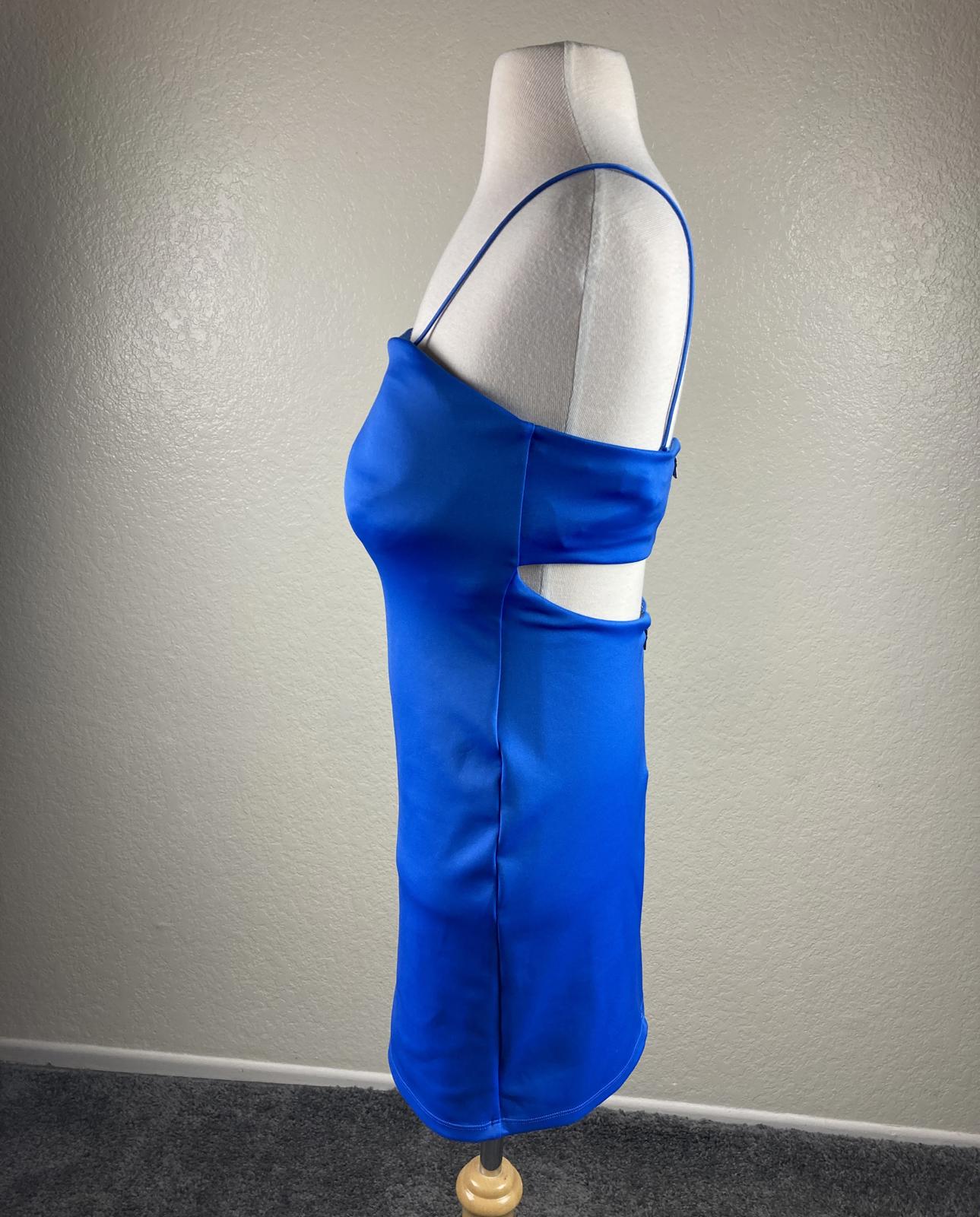 Alice & Olivia French Blue Fifi Mini Dress Spaghetti Strap Zip Back Size 0