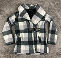 Ellen Reyes Women's Fleece Jacket Buffalo Plaid Shawl Collar Buckle Coat Size S