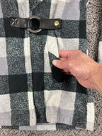 Ellen Reyes Women's Fleece Jacket Buffalo Plaid Shawl Collar Buckle Coat Size S