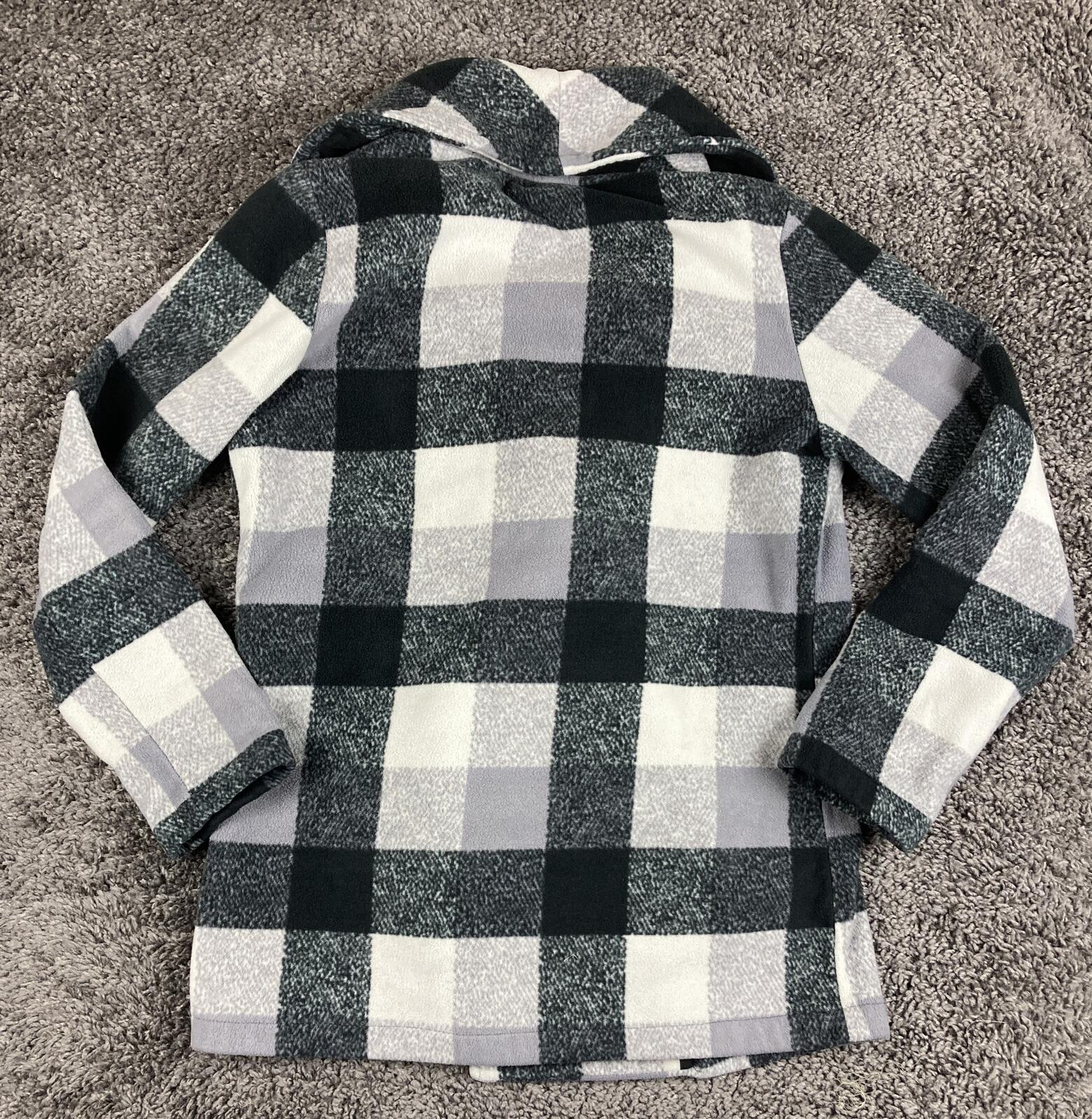 Ellen Reyes Women's Fleece Jacket Buffalo Plaid Shawl Collar Buckle Coat Size S