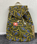 Taaluma Ivory Coast Tote Backpack Blue Yellow Burlap Size 17x13x6