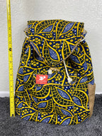 Taaluma Ivory Coast Tote Backpack Blue Yellow Burlap Size 17x13x6