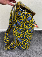 Taaluma Ivory Coast Tote Backpack Blue Yellow Burlap Size 17x13x6