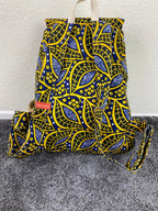 Taaluma Ivory Coast Tote Backpack Blue Yellow Burlap Size 17x13x6