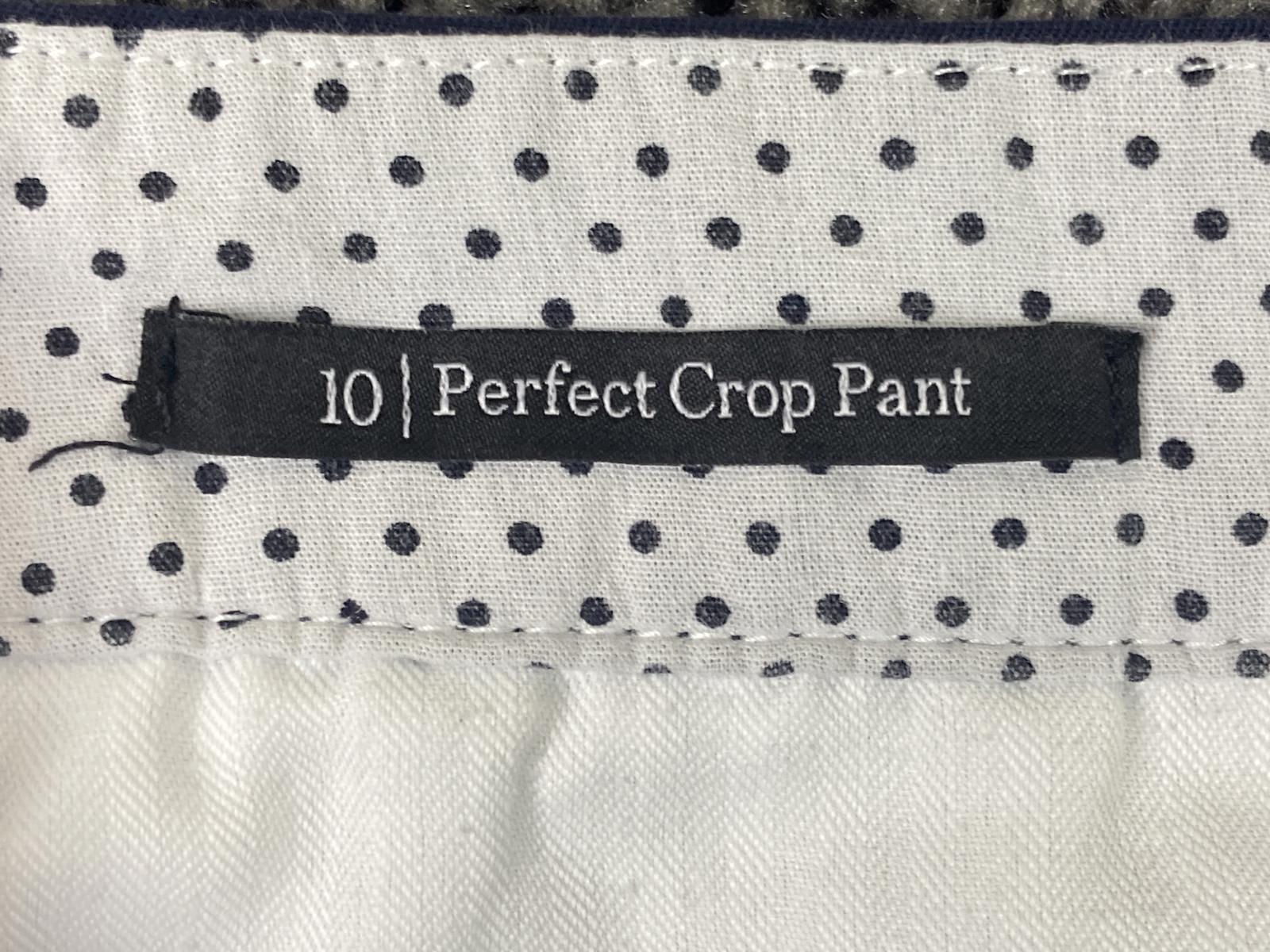 Talbots Perfect Crop Pant Women’s 10 Navy Cotton Stretch Button Hem Tabs
