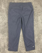 Talbots Perfect Crop Pant Women’s 10 Navy Cotton Stretch Button Hem Tabs