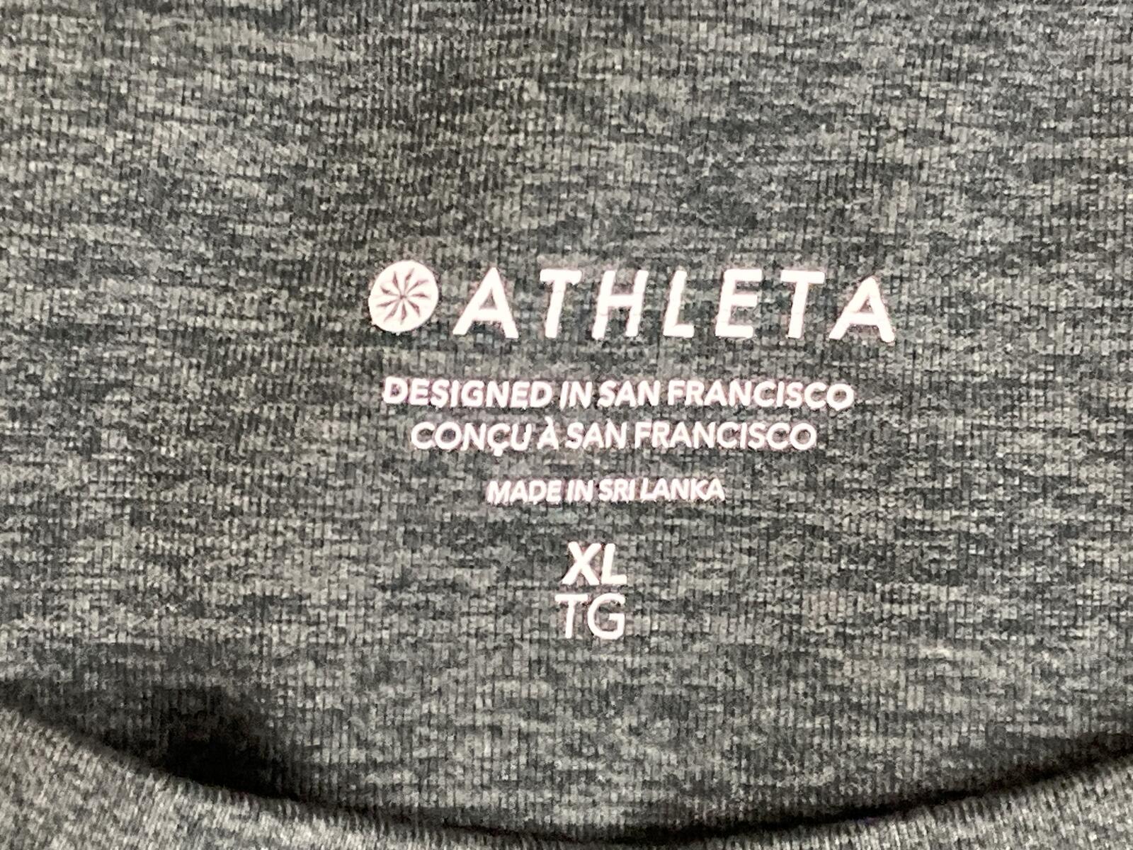 Athleta Uptempo Top Grey Heathered Long Sleeve Thumbhole Yoga Workout Shirt XL