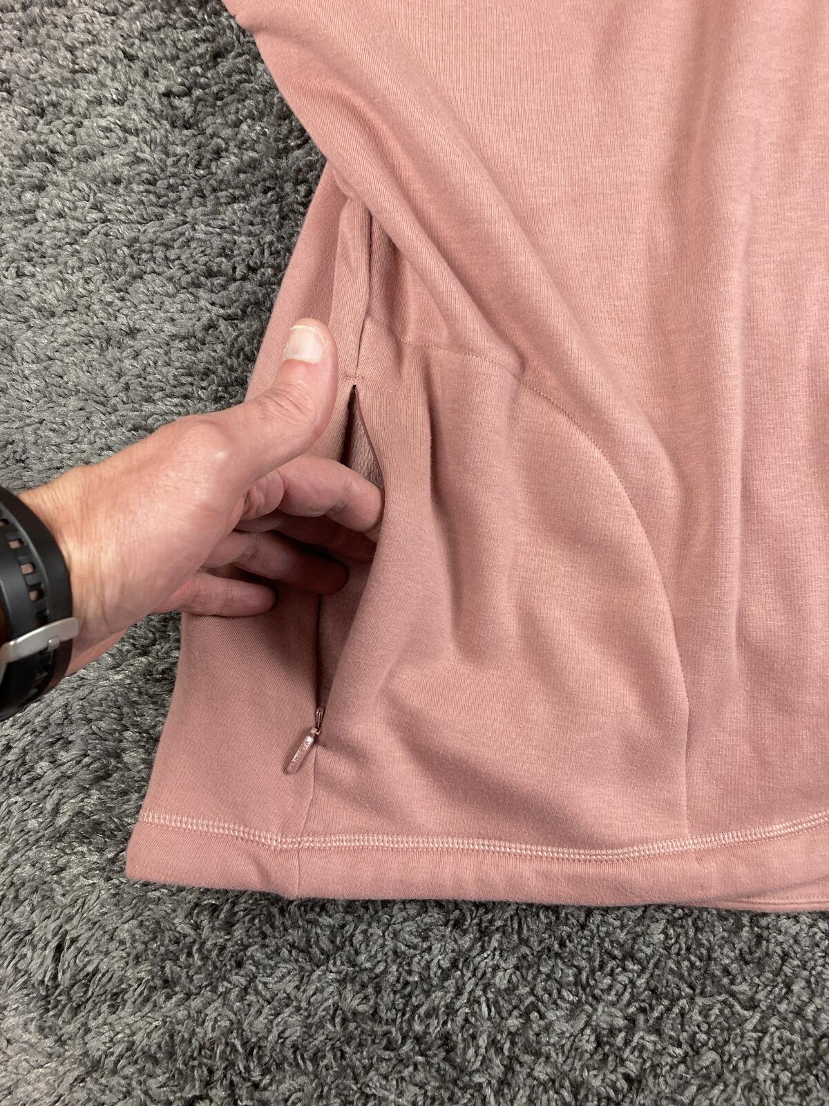 Athleta Cozy Karma Asymmetrical Pullover Pink 1/4 Zip Sweatshirt Thumbhole Sz 3X