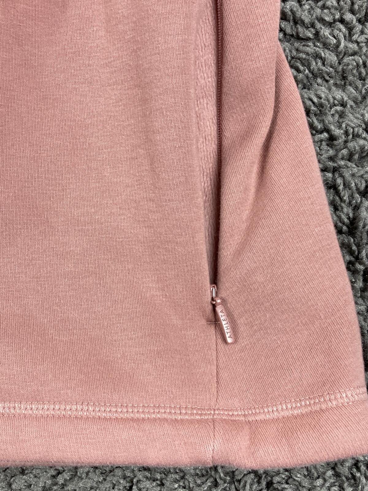 Athleta Cozy Karma Asymmetrical Pullover Pink 1/4 Zip Sweatshirt Thumbhole Sz 3X