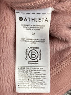Athleta Cozy Karma Asymmetrical Pullover Pink 1/4 Zip Sweatshirt Thumbhole Sz 3X