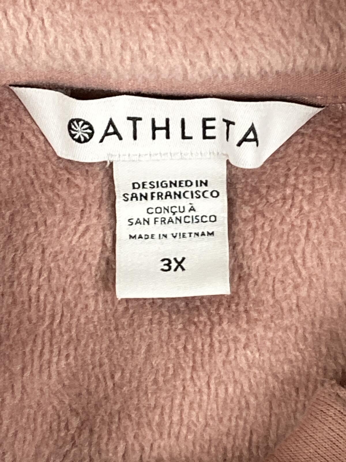 Athleta Cozy Karma Asymmetrical Pullover Pink 1/4 Zip Sweatshirt Thumbhole Sz 3X