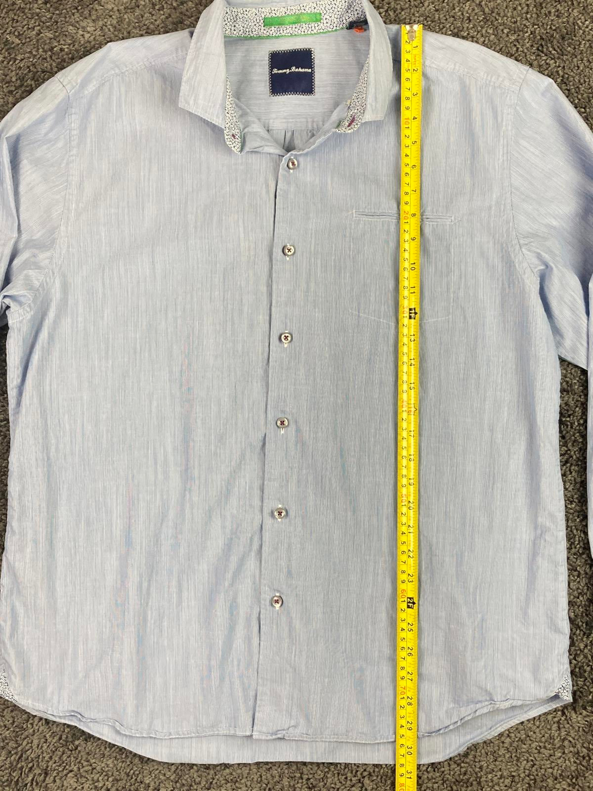 Tommy Bahama Mens Long Sleeve Button Front Shirt Size XL Blue White Stripe