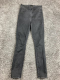 MOTHER The Swooner Ankle Jeans Black High Rise Skinny Stretch Denim USA Made 25