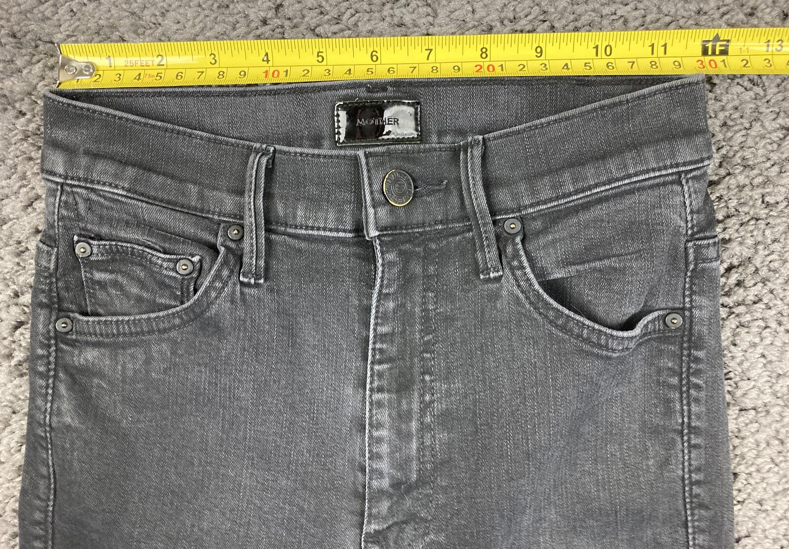 MOTHER The Swooner Ankle Jeans Black High Rise Skinny Stretch Denim USA Made 25