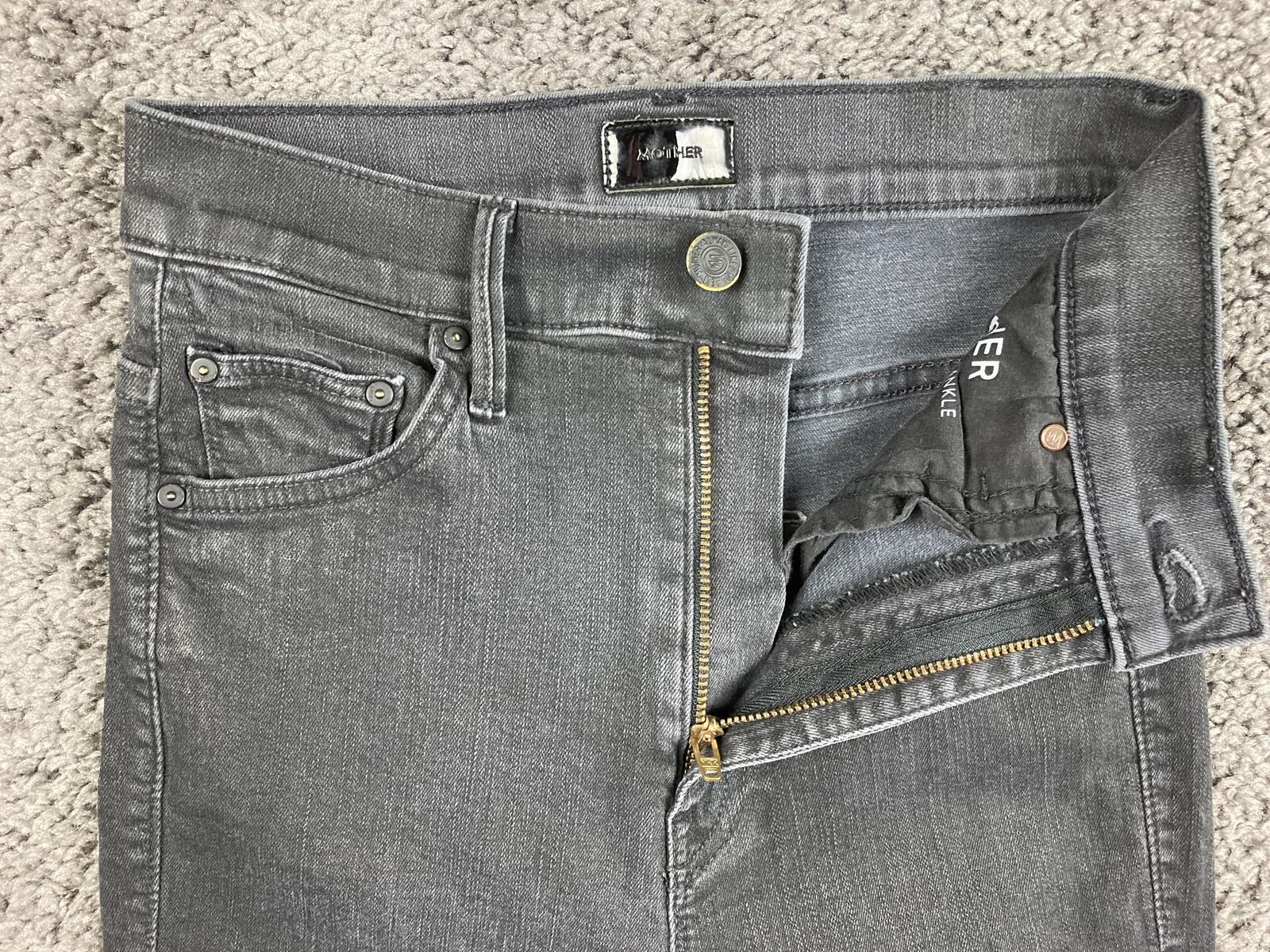 MOTHER The Swooner Ankle Jeans Black High Rise Skinny Stretch Denim USA Made 25