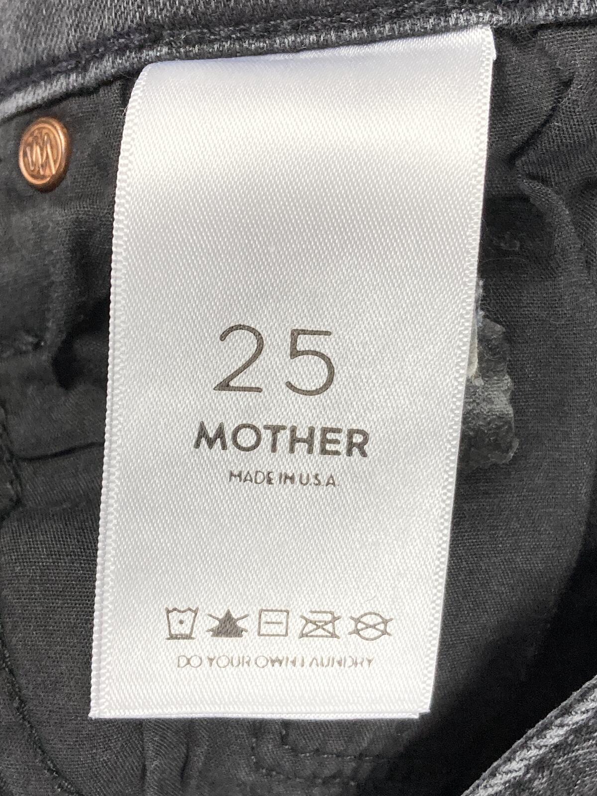MOTHER The Swooner Ankle Jeans Black High Rise Skinny Stretch Denim USA Made 25