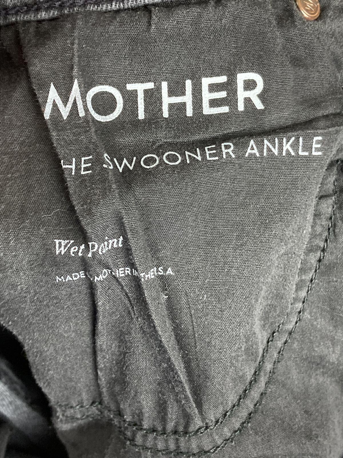 MOTHER The Swooner Ankle Jeans Black High Rise Skinny Stretch Denim USA Made 25
