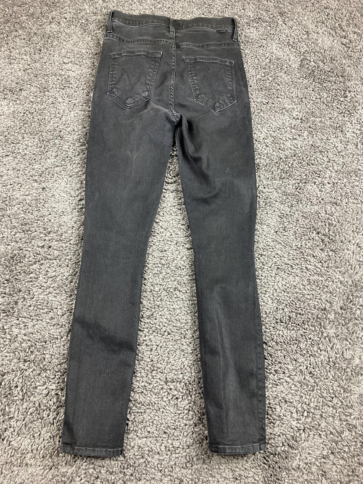 MOTHER The Swooner Ankle Jeans Black High Rise Skinny Stretch Denim USA Made 25