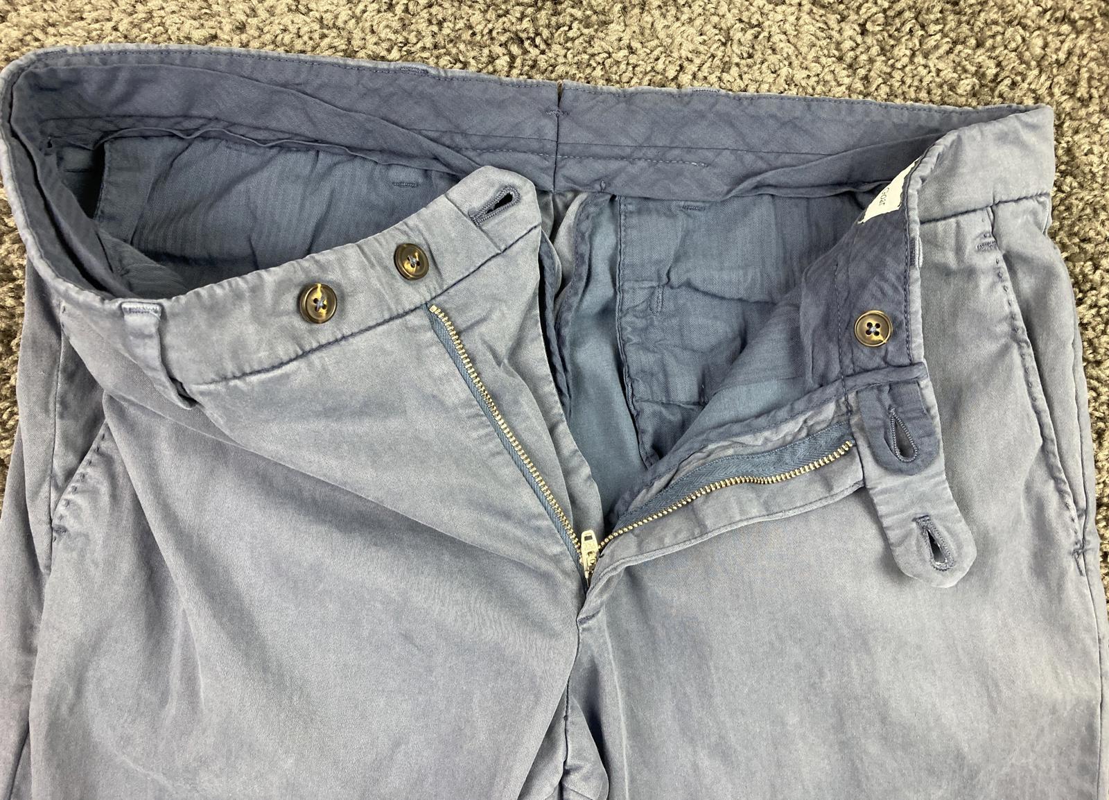 Wolf vs Goat Mens 33x34 Blue Tencel Stretch Chino Pants Made in Italy