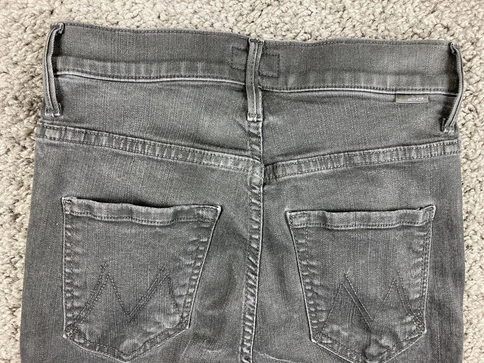 MOTHER The Swooner Ankle Jeans Black High Rise Skinny Stretch Denim USA Made 25