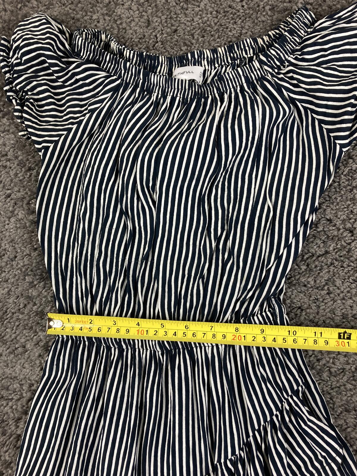 Faithfull The Brand Icaria Dress Women's Navy Maison Stripe Mini Size 2