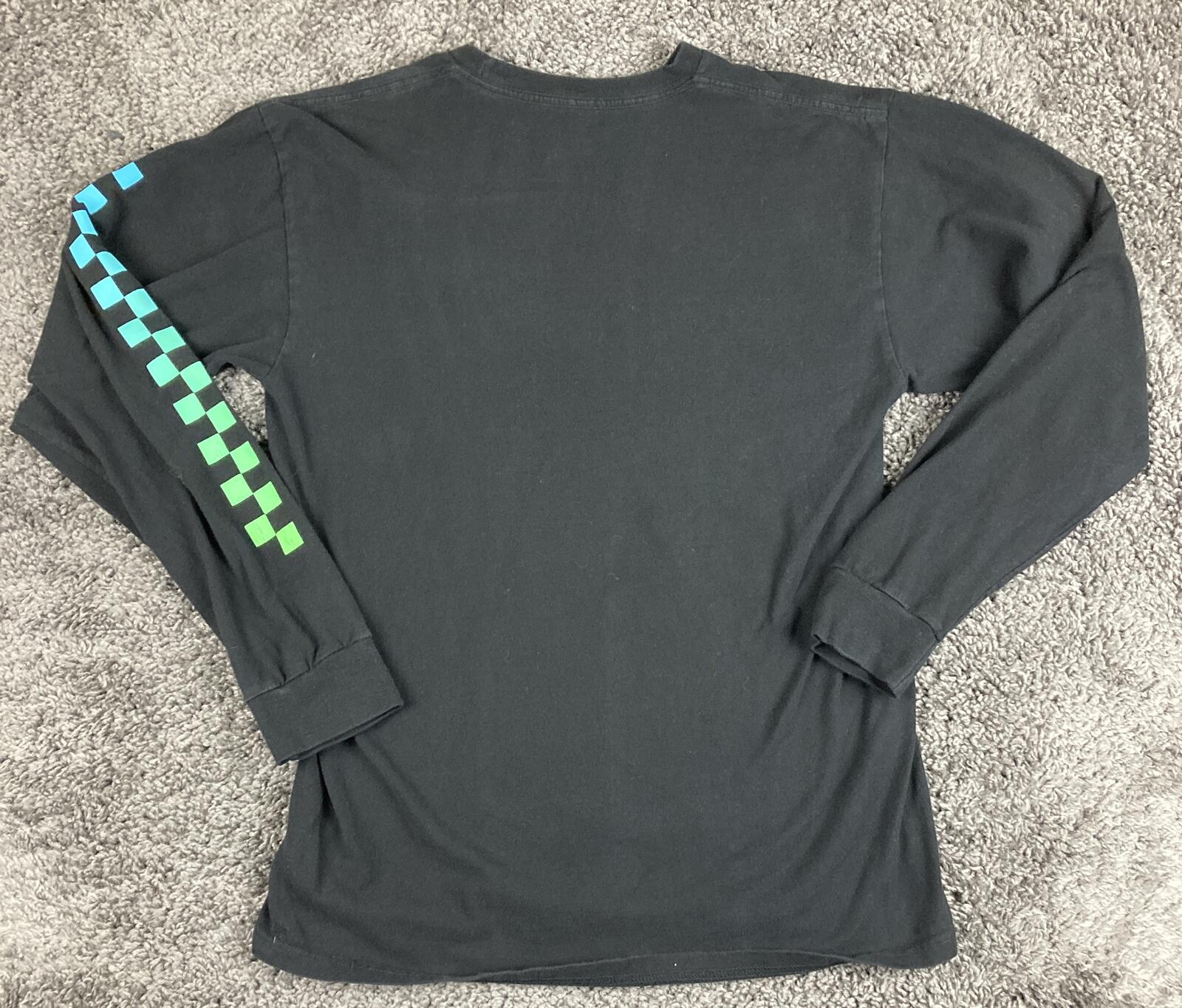 Vans Off The Wall Long Sleeve Shirt Mens Black Gradient Logo Checkerboard Sz M