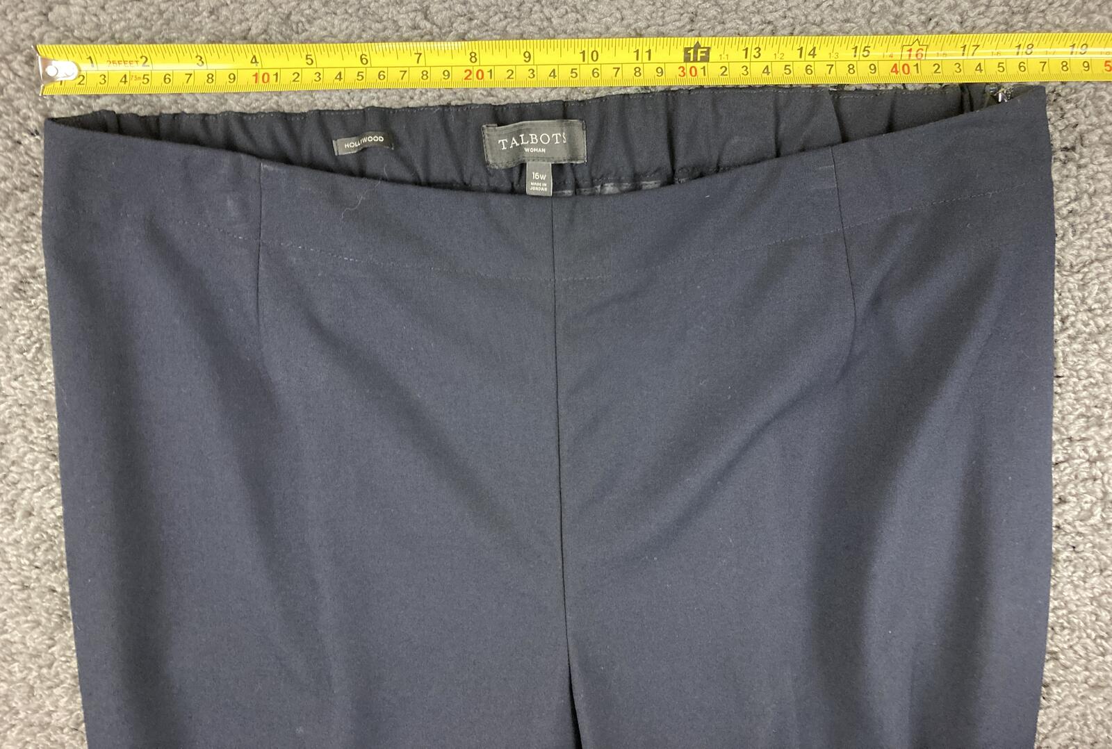 Talbots Woman Hollywood Fit Pants Navy Blue Straight Leg Pull On Stretch Sz 16W