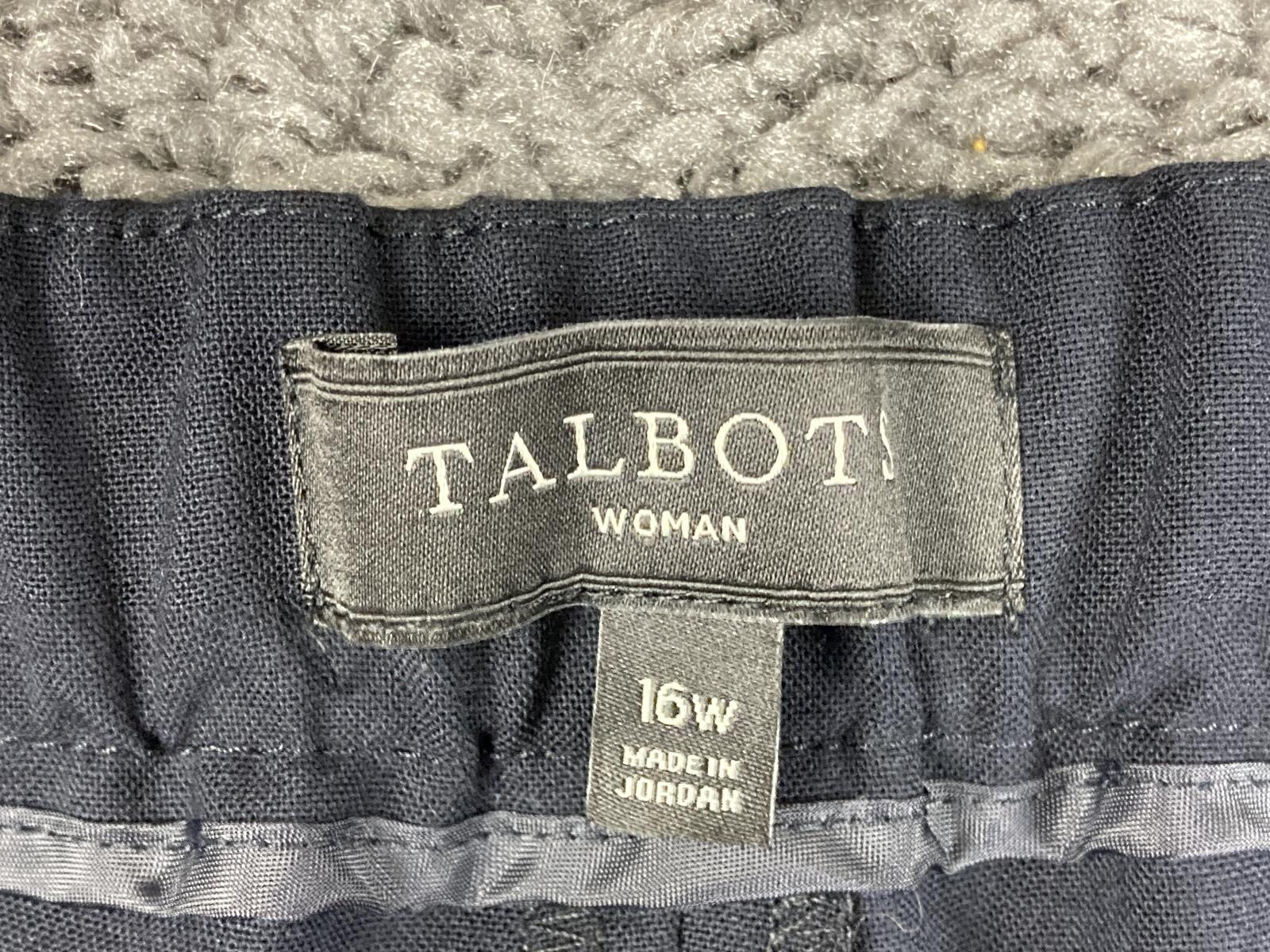 Talbots Woman Hollywood Fit Pants Navy Blue Straight Leg Pull On Stretch Sz 16W