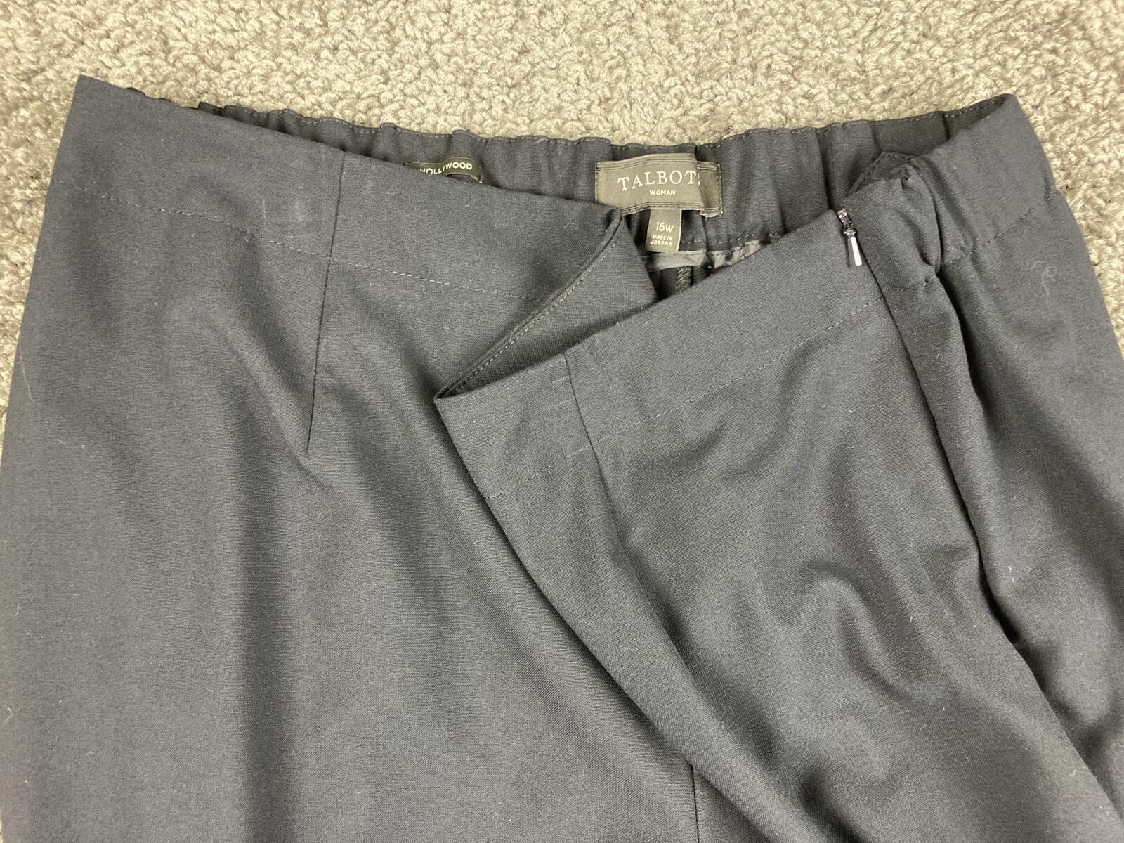 Talbots Woman Hollywood Fit Pants Navy Blue Straight Leg Pull On Stretch Sz 16W