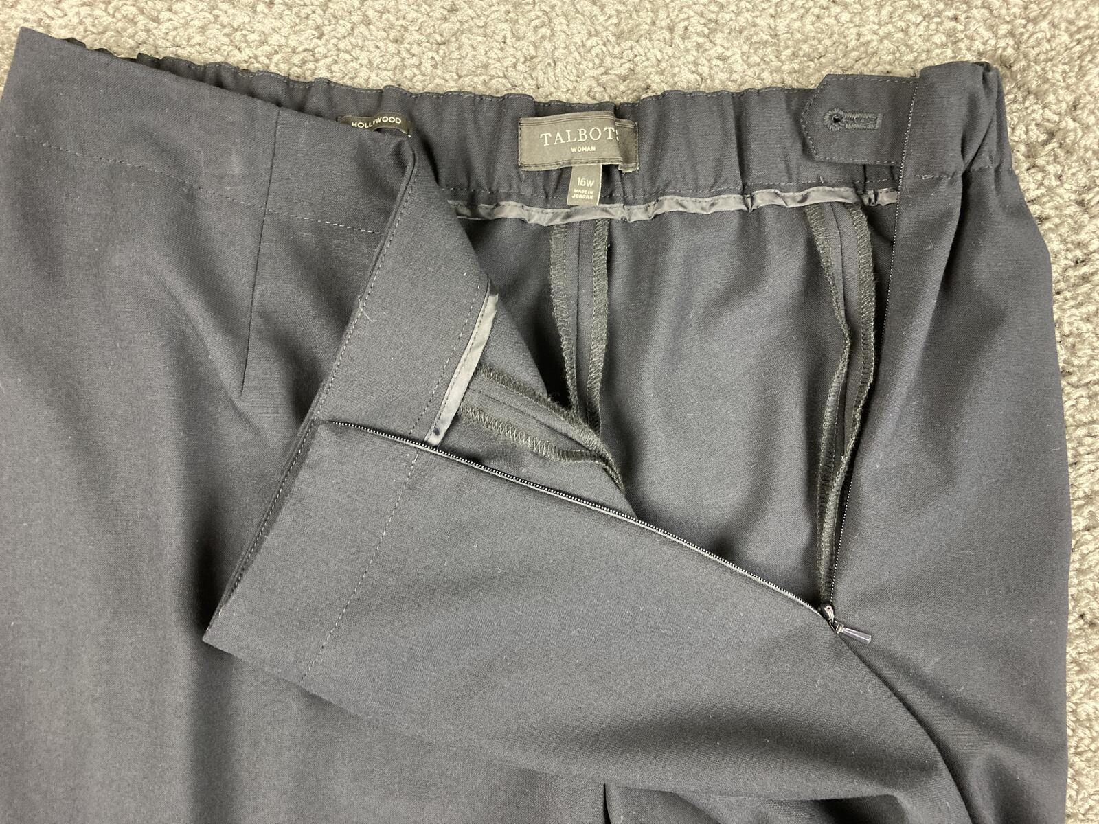 Talbots Woman Hollywood Fit Pants Navy Blue Straight Leg Pull On Stretch Sz 16W
