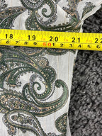 Zara Women’s Paisley Long Sleeve Button Front Blouse S Green White Gold Sheer