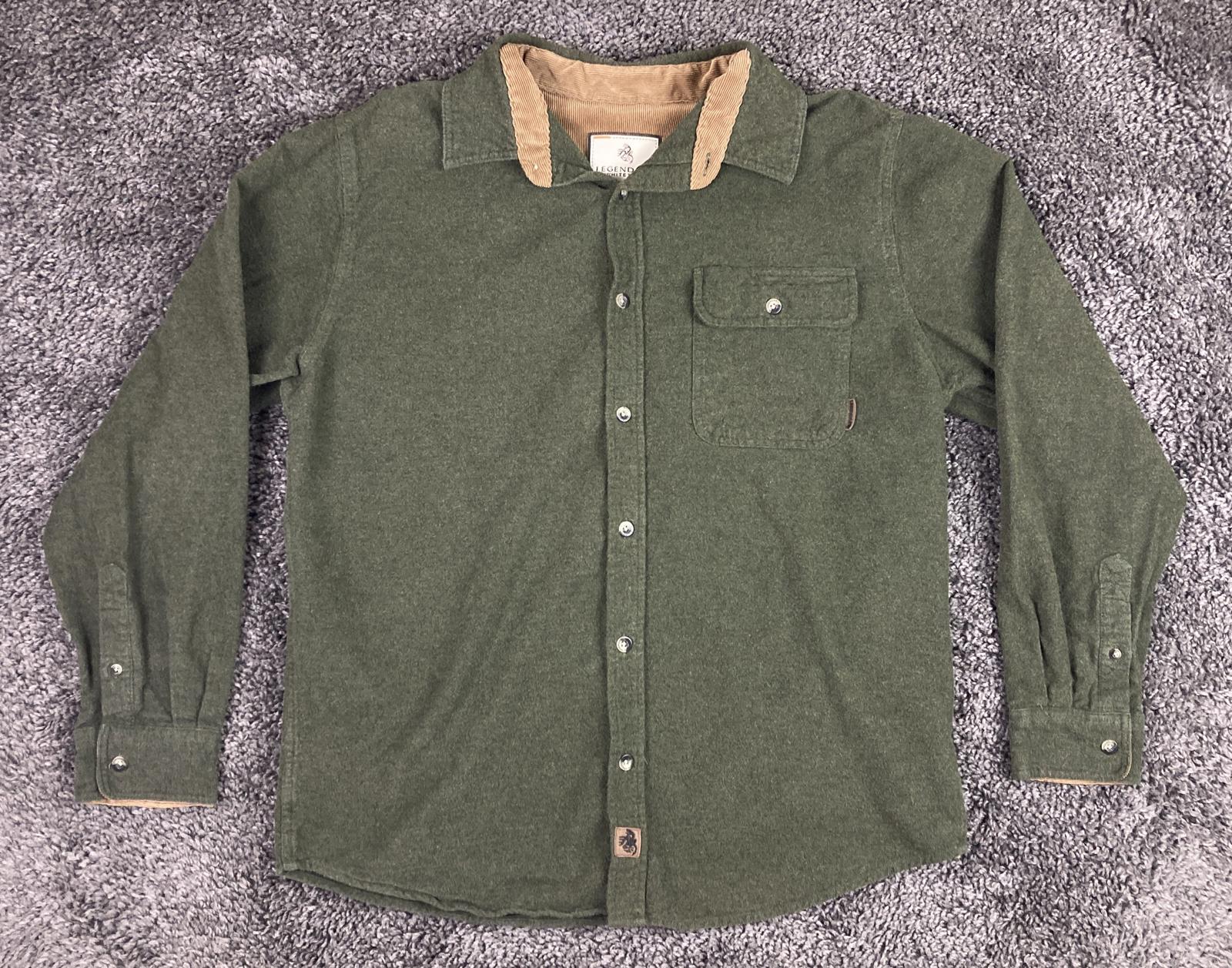Legendary Whitetails Mens Size LG Shirt Jacket Green Button Up Corduroy Collar