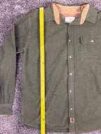 Legendary Whitetails Mens Size LG Shirt Jacket Green Button Up Corduroy Collar