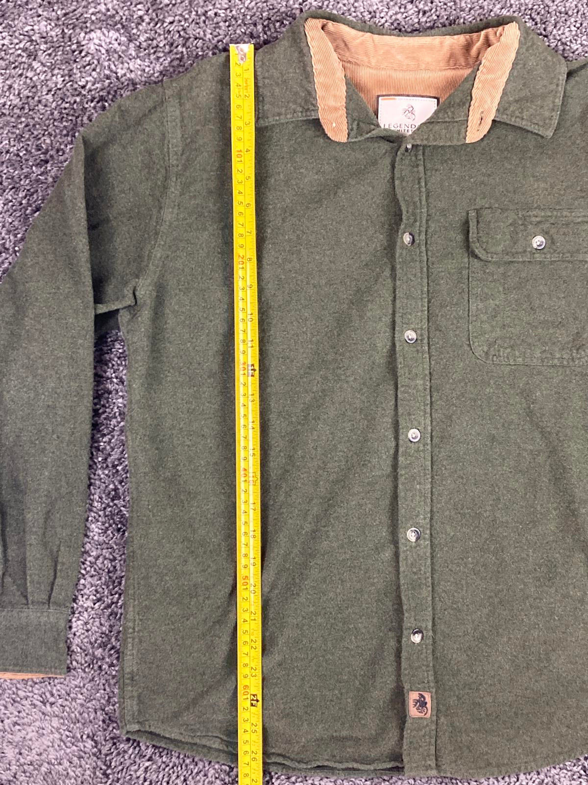 Legendary Whitetails Mens Size LG Shirt Jacket Green Button Up Corduroy Collar