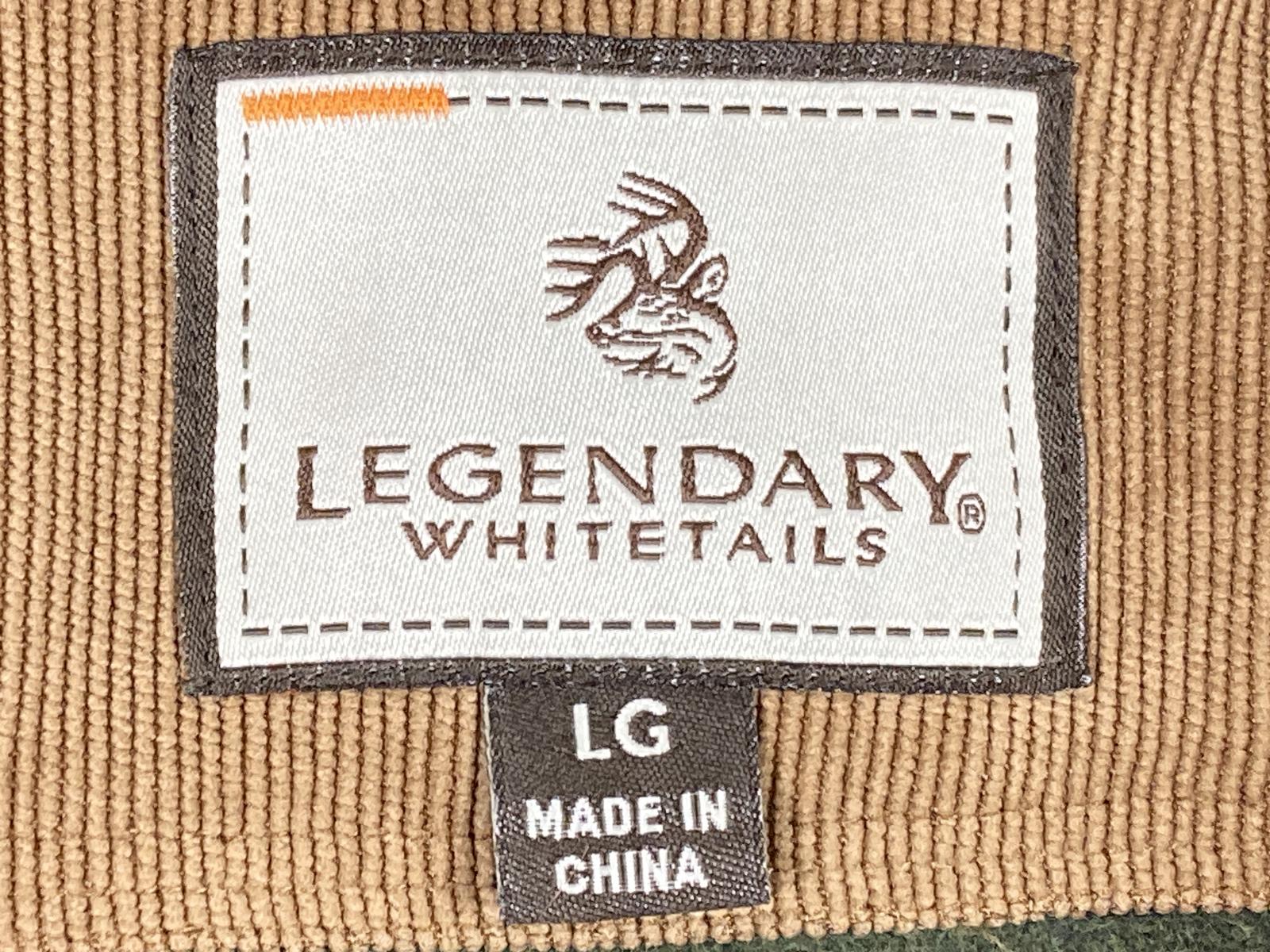 Legendary Whitetails Mens Size LG Shirt Jacket Green Button Up Corduroy Collar