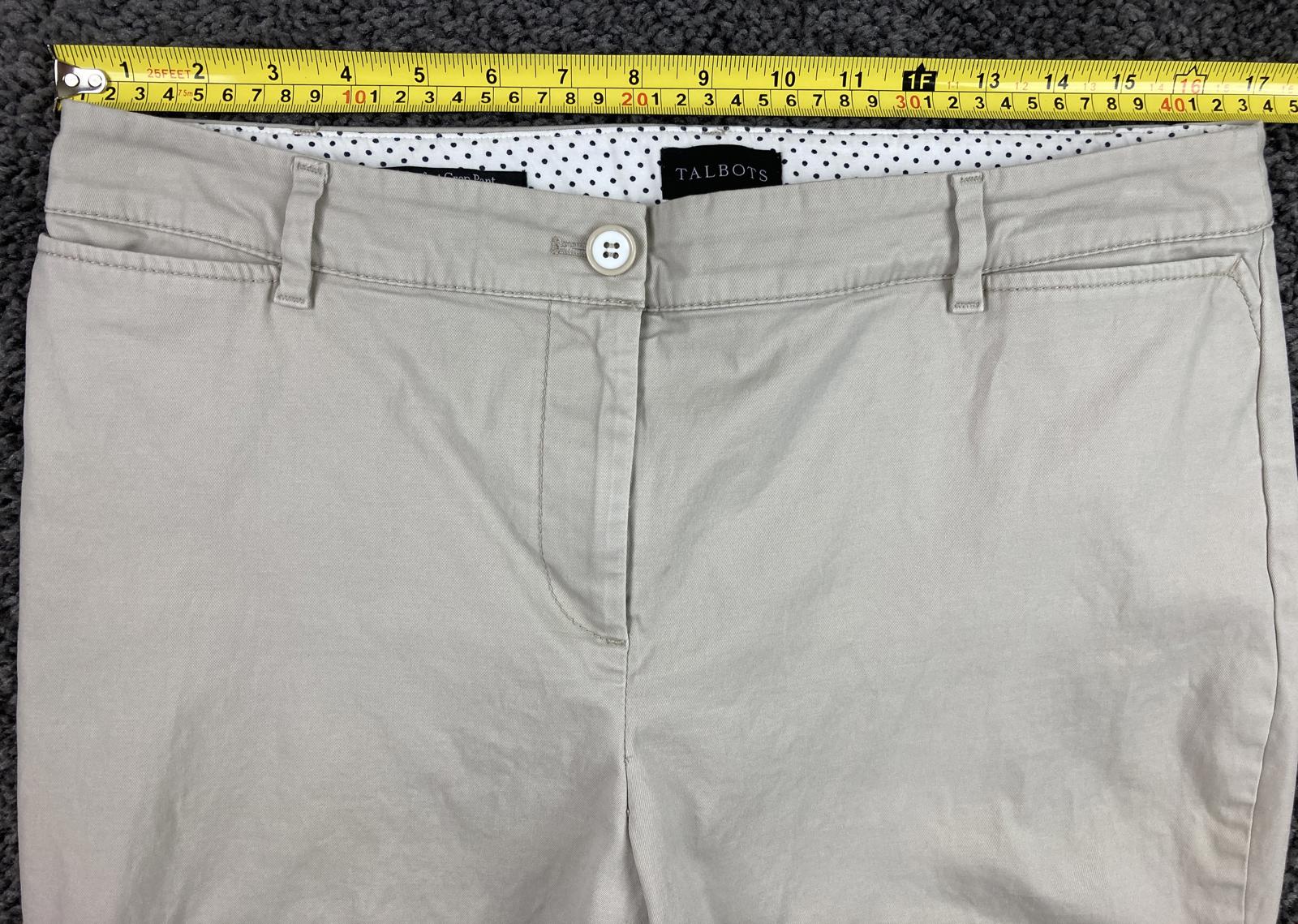 Talbots Perfect Crop Pant Women’s 10 Beige Khaki Button Hem Tabs