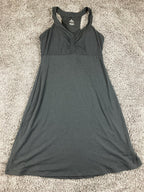prAna Quinn Dress Black Built In Bra Racerback Ruched Stretch Athleisure Sz L