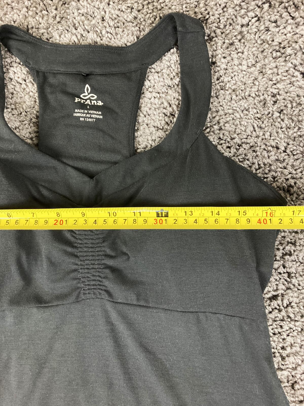 prAna Quinn Dress Black Built In Bra Racerback Ruched Stretch Athleisure Sz L