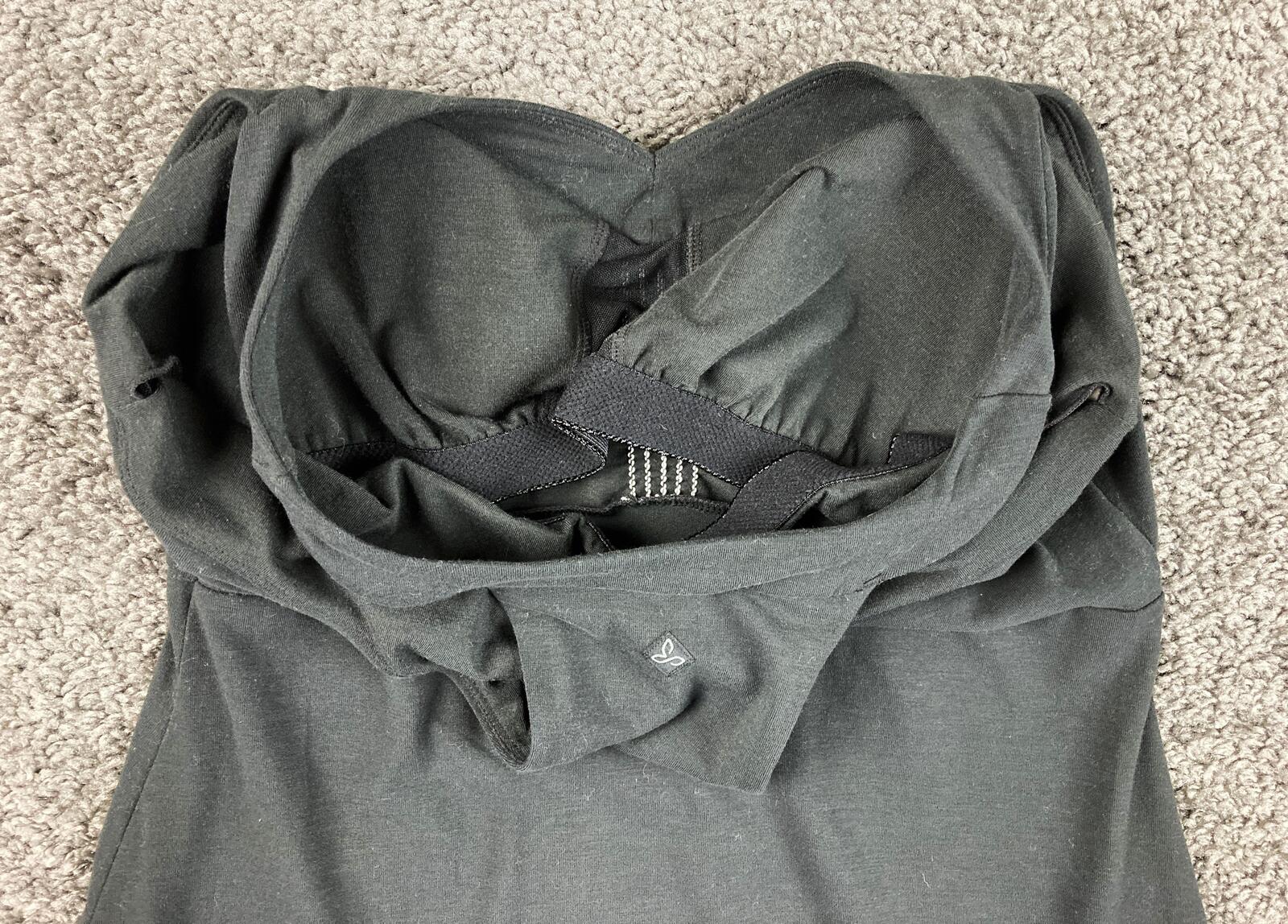 prAna Quinn Dress Black Built In Bra Racerback Ruched Stretch Athleisure Sz L