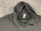 Anthropologie Pilcro Black Textured Cowl Neck Sweater Oversized Ribbed Sz Large