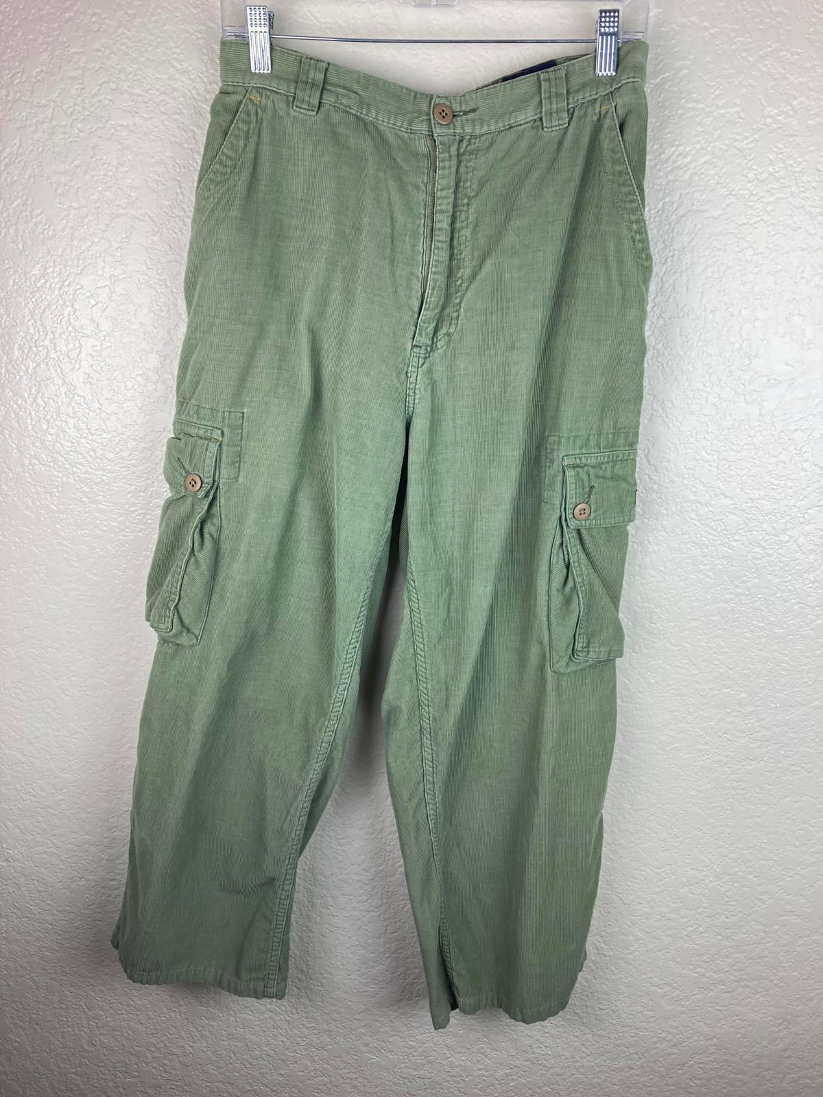 Nautica Jeans Co Corduroy Cargo Pants Men’s Sz 32 Sage Green YKK Hong Kong