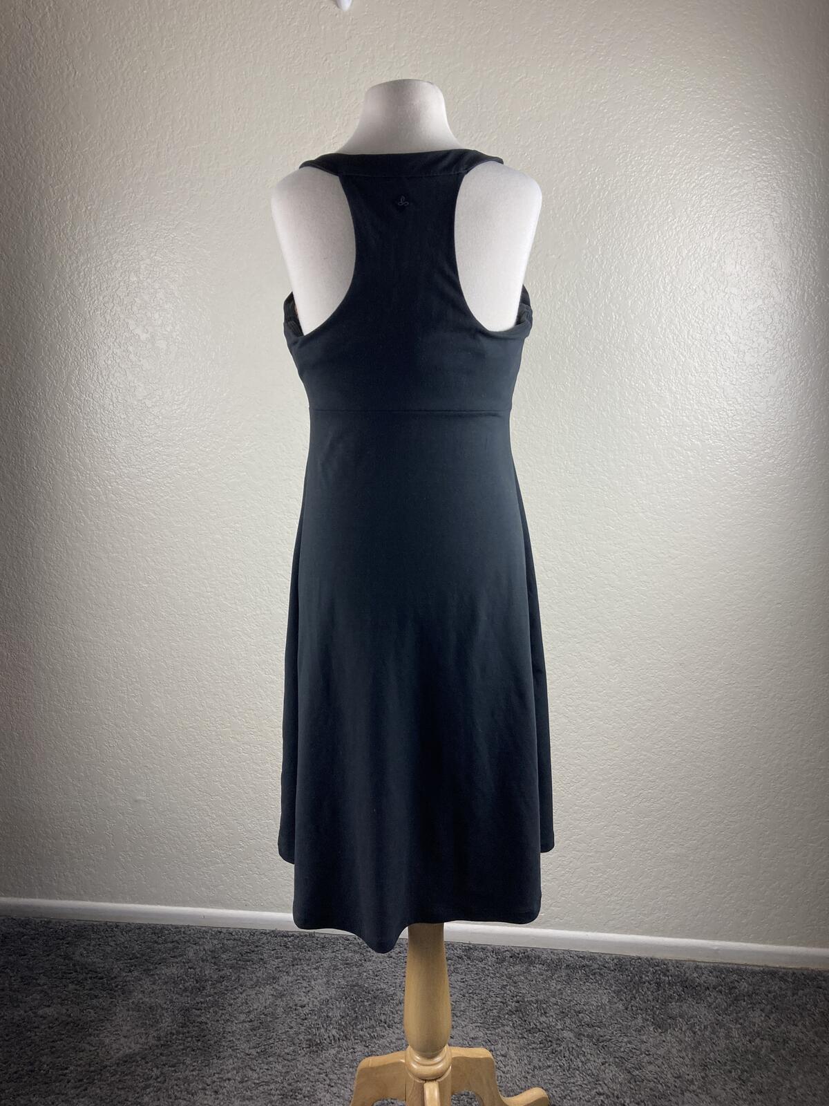 prAna Quinn Dress Black Built In Bra Racerback Ruched Stretch Athleisure Sz L